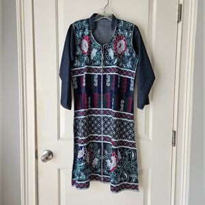 Embroidered Denim Tunic Dress